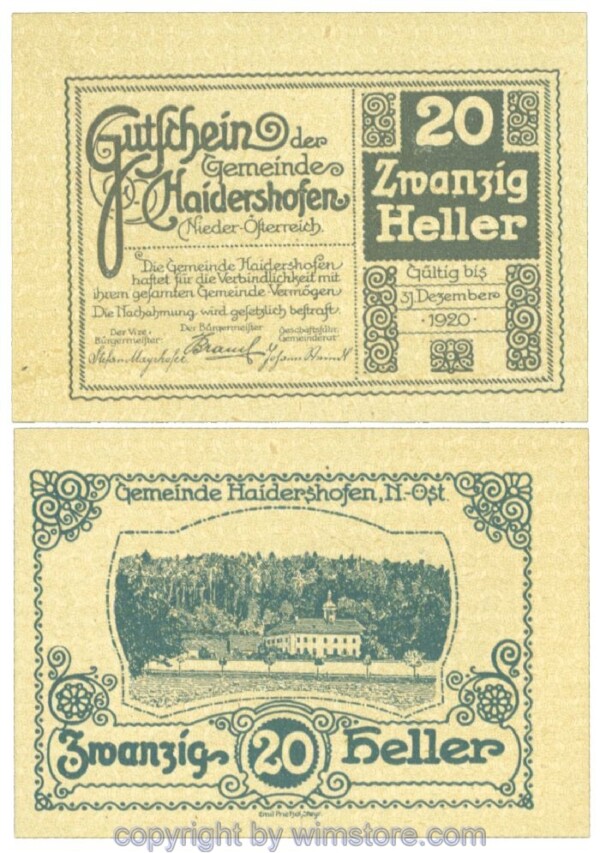 Haidershofen, J00335Icb, 20 Heller; 1