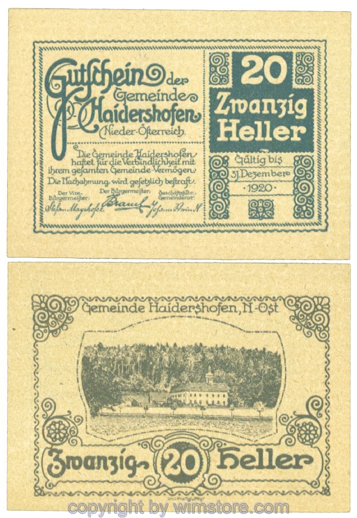 Haidershofen, J00335Icc, 20 Heller; 1