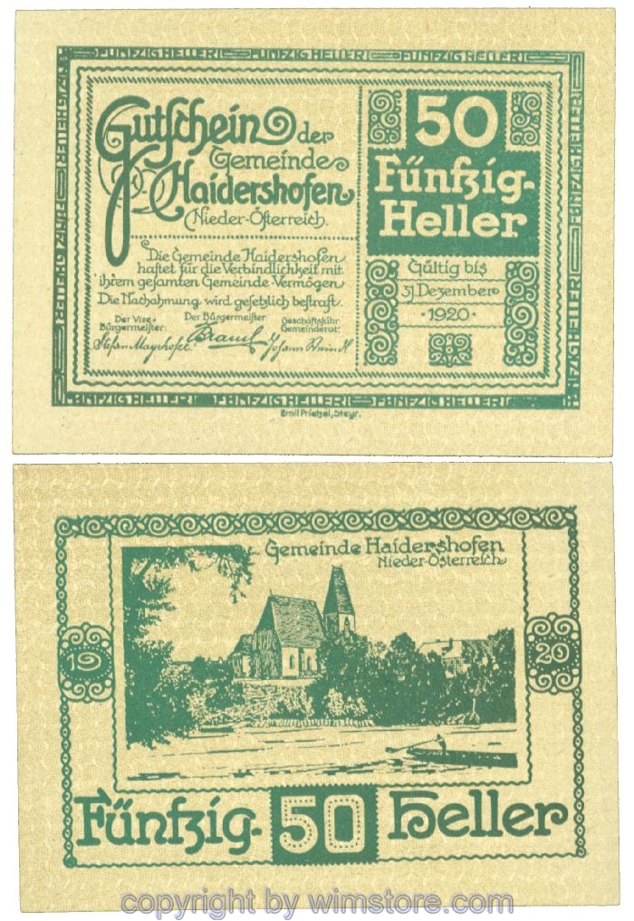 Haidershofen, J00335Ifa, 50 Heller; 1-