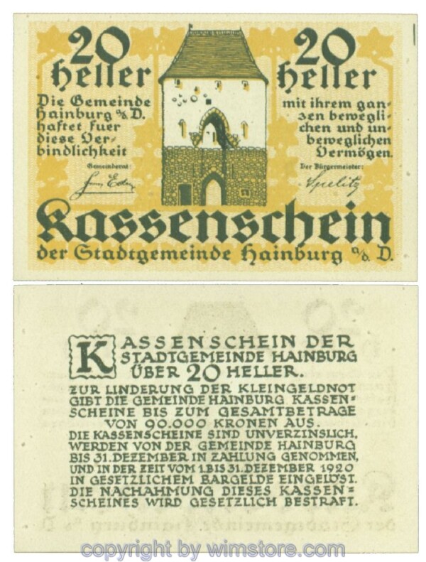 Hainburg, J00337Ia, 20 Heller; 1