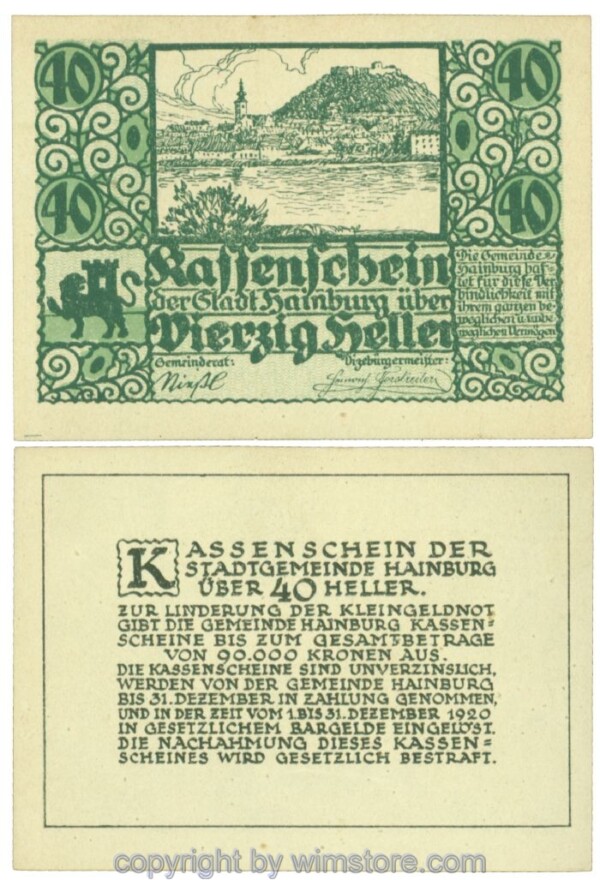 Hainburg, J00337Ia, 40 Heller; 1