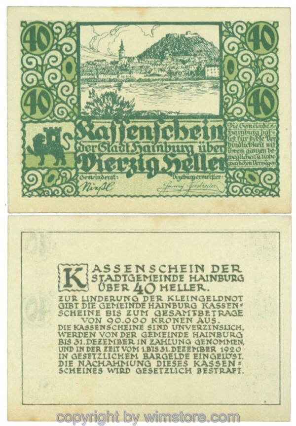 sn106148 Hainburg, J00337Ia, 40 Heller; 1-