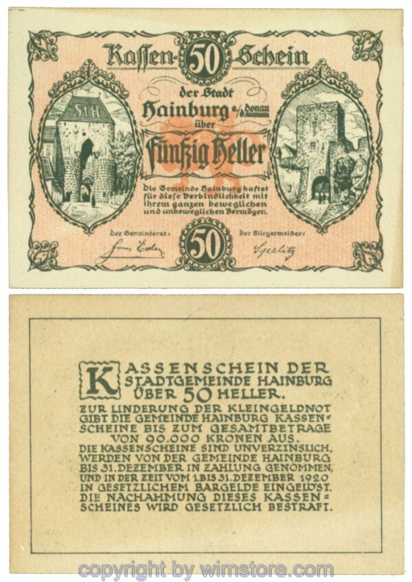 sn106149 Hainburg, J00337Ia, 50 Heller; 1