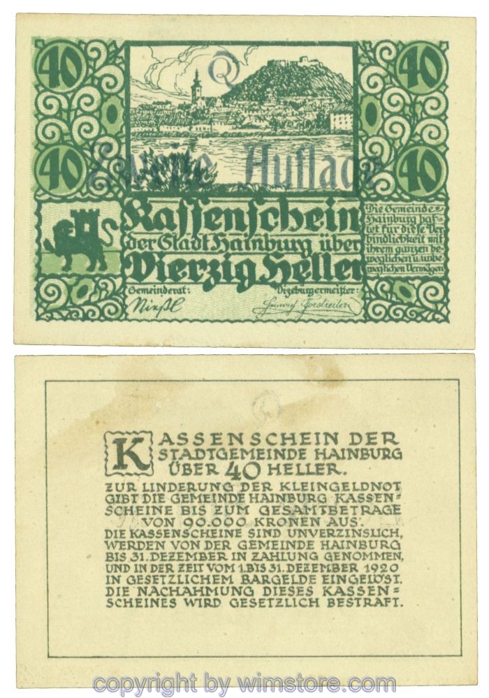 Hainburg, J00337SIIi, 40 Heller; 1