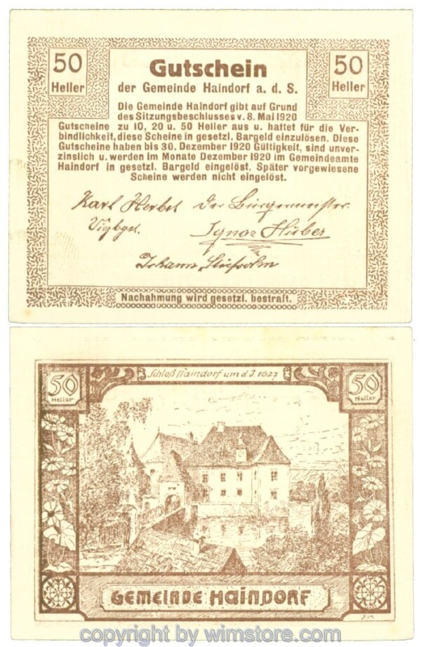 Haindorf a.d. Sierning, J00339, 50 Heller; 1-