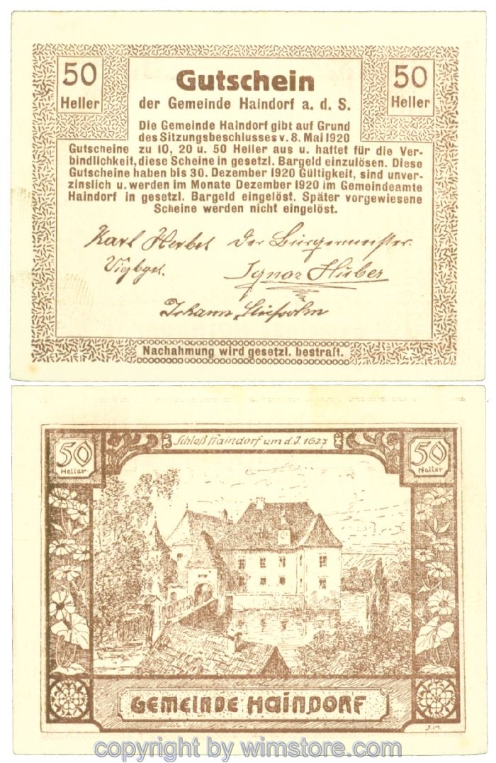 Haindorf a.d. Sierning, J00339, 50 Heller; 1-