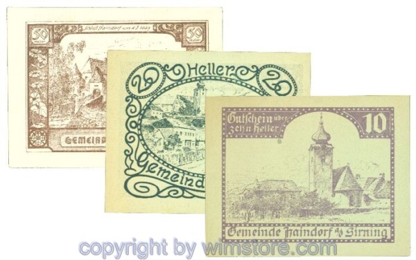 Haindorf a.d. Sierning, J00339, Serie 10, 20, 50 Heller; 1