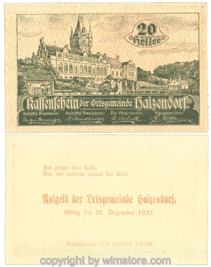 Haizendorf, J00341l11, 20 Heller; 1-
