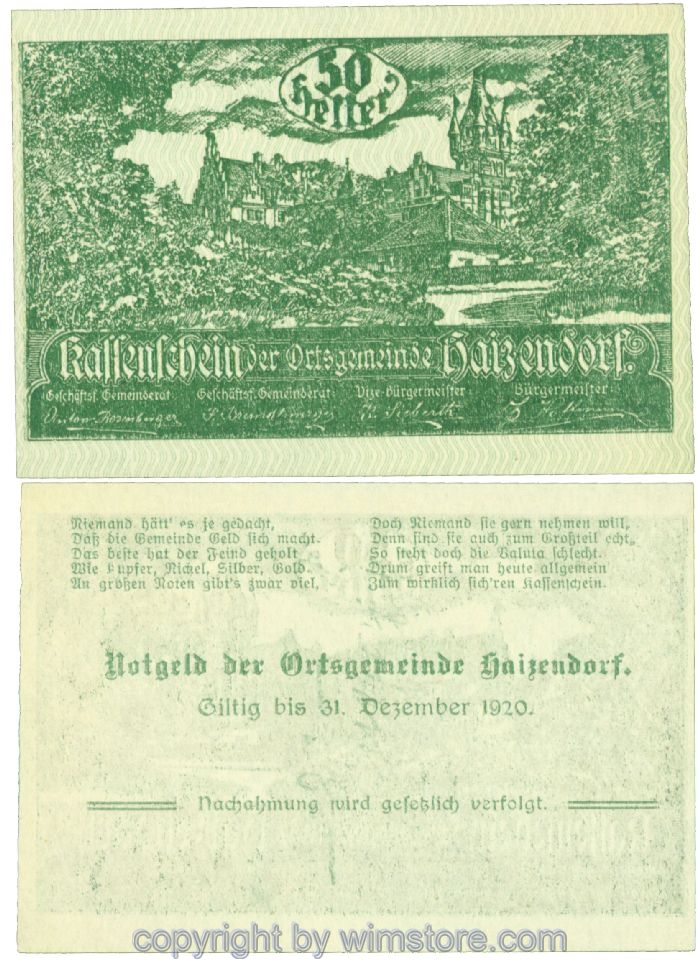 Haizendorf, J00341l66, 50 Heller; 1-