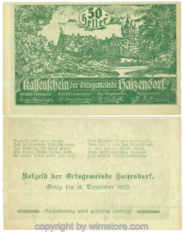 Haizendorf, J00341l78, 50 Heller; 1