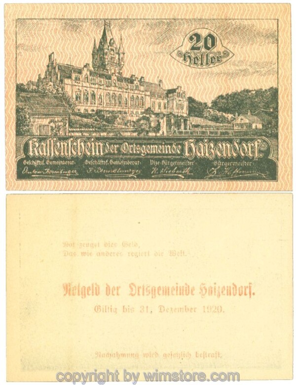 Haizendorf, J00341lI5, 20 Heller; 1-