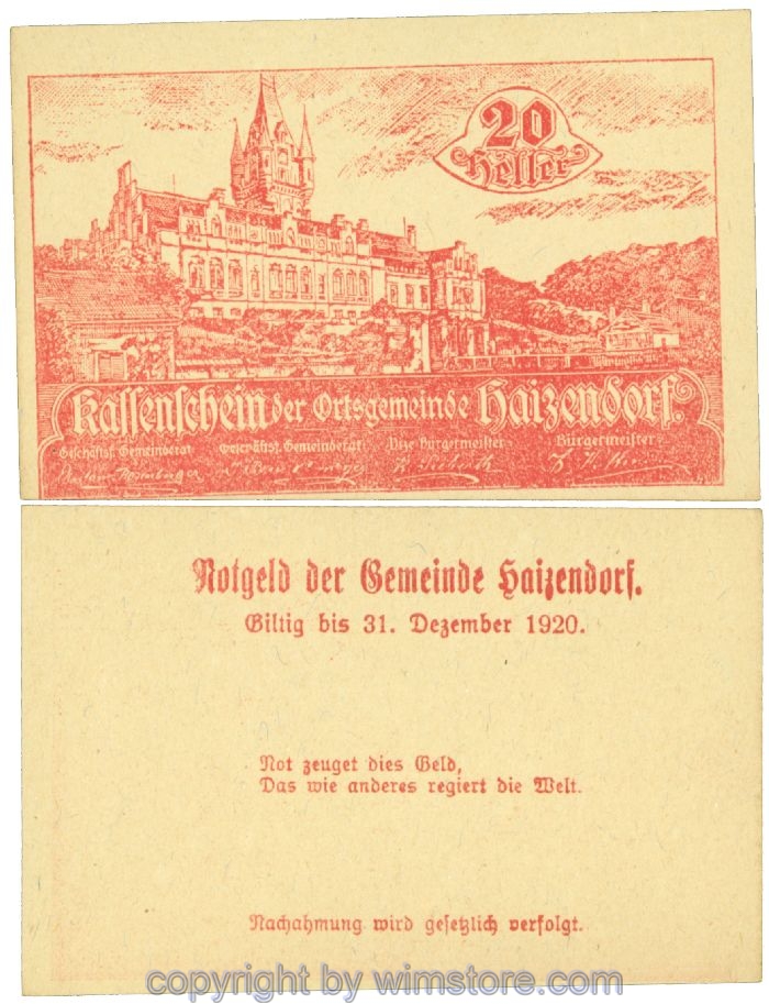 Haizendorf, J00341lI20, 20 Heller; 1