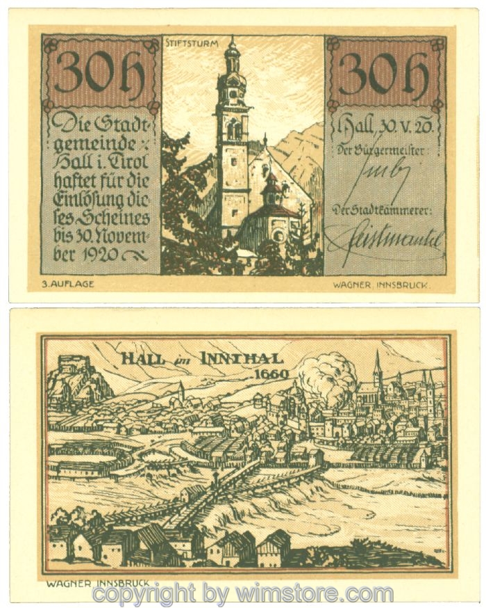sn106217 Hall in Tirol, J00342IIc, 30 Heller; 1-