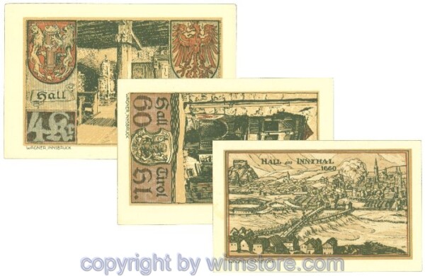 Hall in Tirol, J00342IIc, Serie 30, 60 Heller, 4 Kronen; 1-