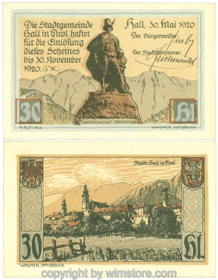 sn106222 Hall in Tirol, J00342IId, 30 Heller; 1
