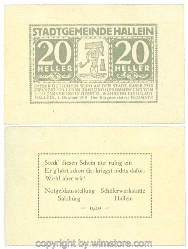 Hallein, J00344IIIAb, 20 Heller; 1