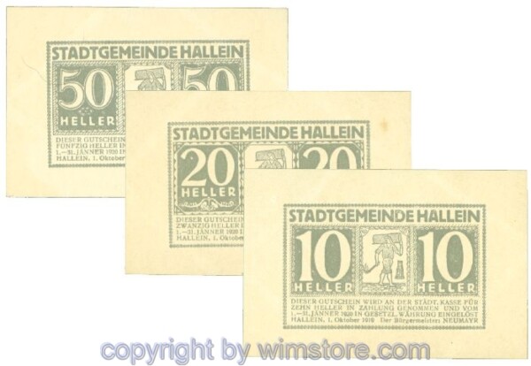 Hallein, J00344IIIAb, Serie 10, 20, 50 Heller; 1