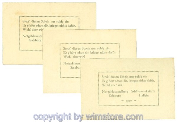 Hallein, J00344IIIAc, Serie 10, 20, 50 Heller; 1