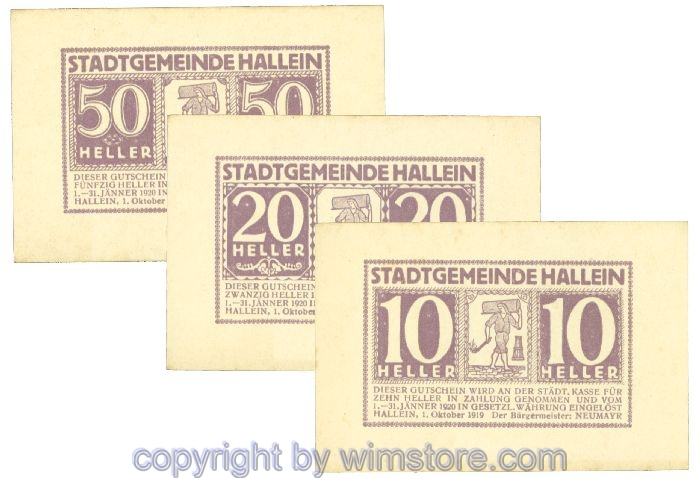 Hallein, J00344IIIAd, Serie 10, 20, 50 Heller; 1
