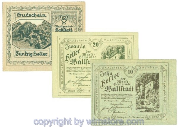 sn106275 Hallstatt, J00345a, Serie 10, 20, 50 Heller; 1