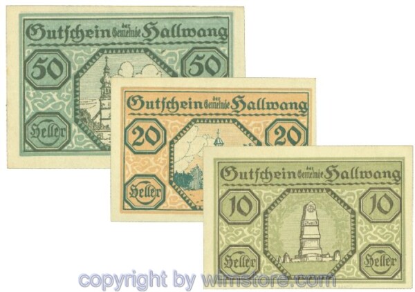 Hallwang, J00346a, Serie 10, 20, 50 Heller; 1