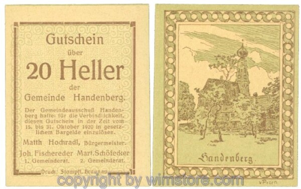 Handenberg, J00347aF, 20 Heller; 1