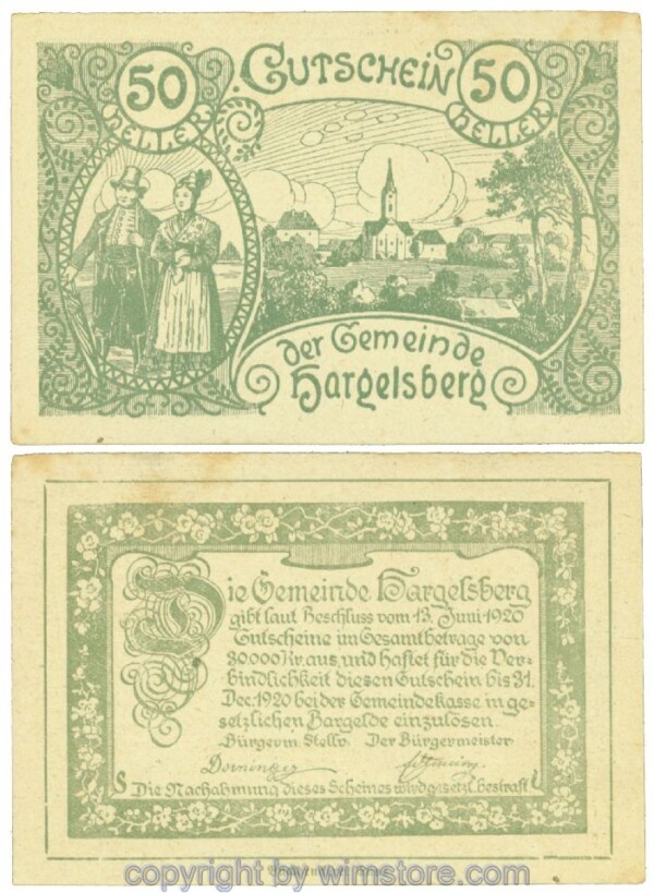 Hargelsberg, J00349Ia, 50 Heller; 1-