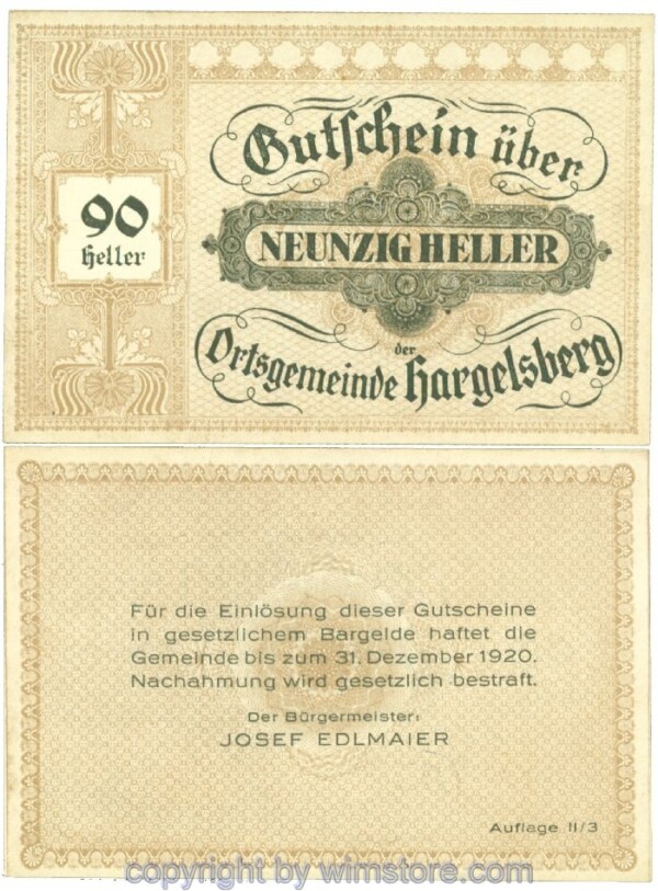 Hargelsberg, J00349SIIc, 90 Heller; 1