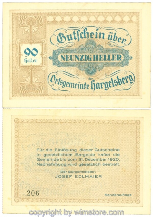 Hargelsberg, J00349SIIf, 90 Heller; 1