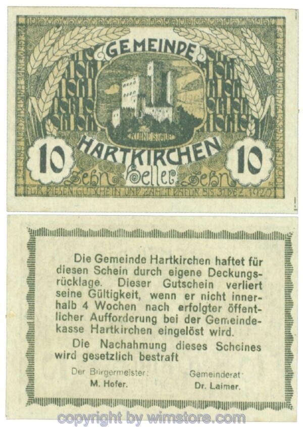 sn106357b Hartkirchen, J00353Ia, 10 Heller; 1