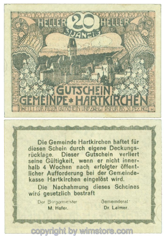Hartkirchen, J00353Ia, 20 Heller; 1-