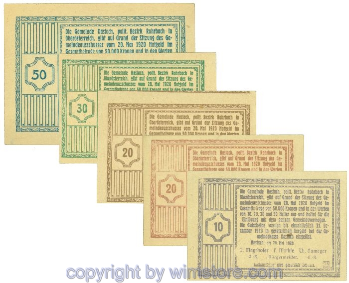 sn106376 Haslach, Bgm. Mathie, J00355, Serie 10, 20, 20, 30, 50 Heller; 1