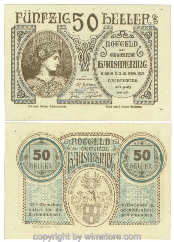 Hausmening, J00358Ib, 50 Heller; 1-