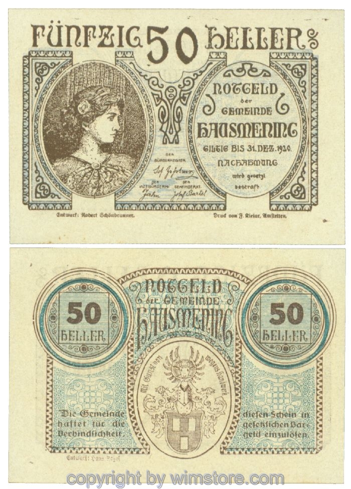 Hausmening, J00358Ib, 50 Heller; 1-