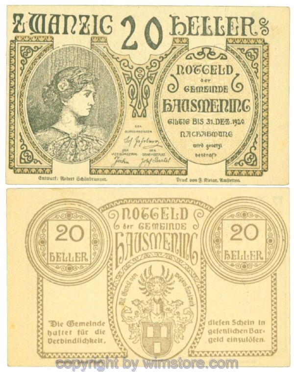 Hausmening, J00358Ic, 20 Heller; 1