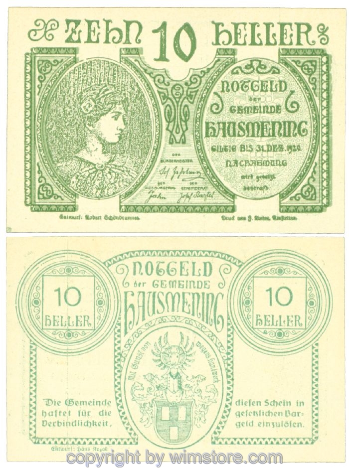 Hausmening, J00358Id, 10 Heller; 1