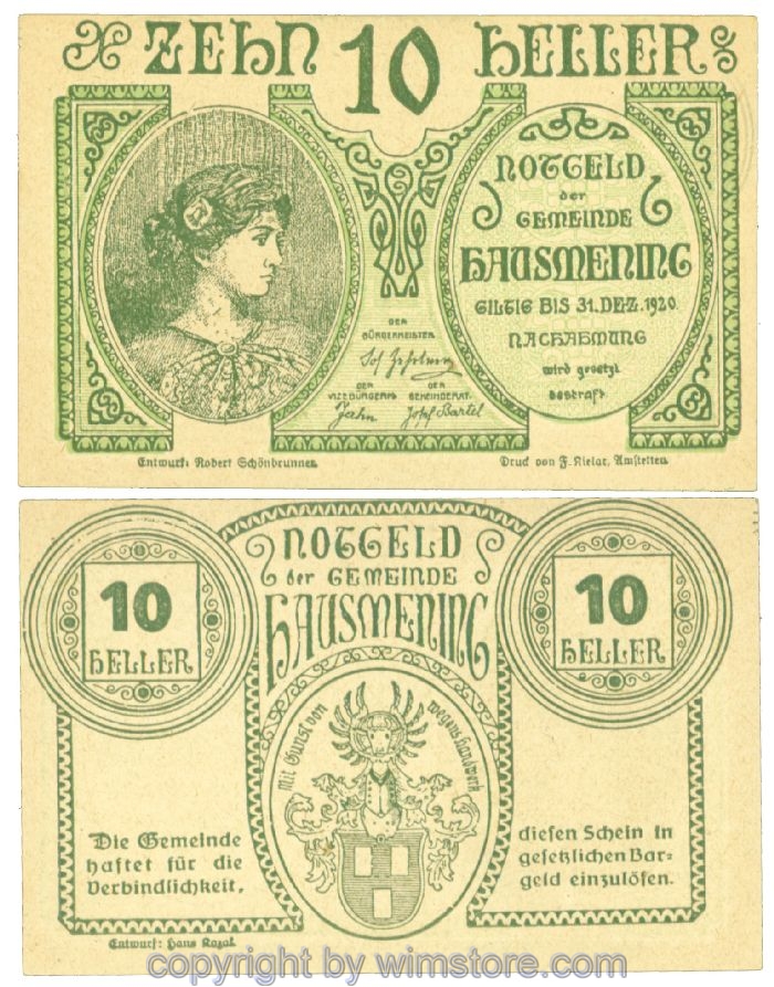 Hausmening, J00358Ie, 10 Heller; 1