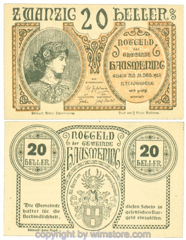 Hausmening, J00358Ie, 20 Heller; 1