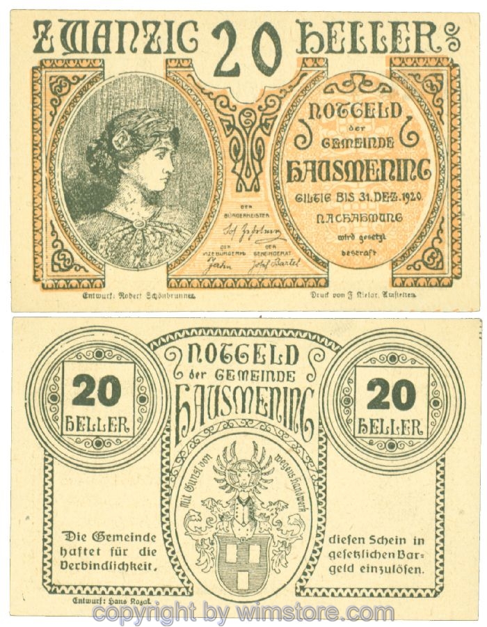 Hausmening, J00358Ie, 20 Heller; 1