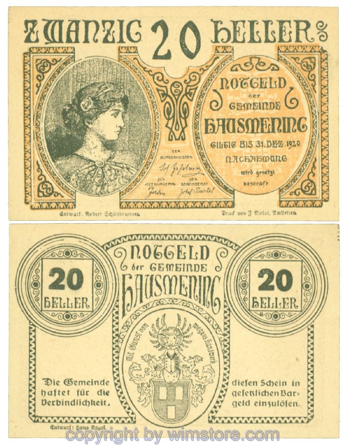 Hausmening, J00358Ie, 20 Heller; 1-