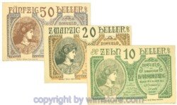sn106407 Hausmening, J00358Ie, Serie 10, 20, 50 Heller; 1