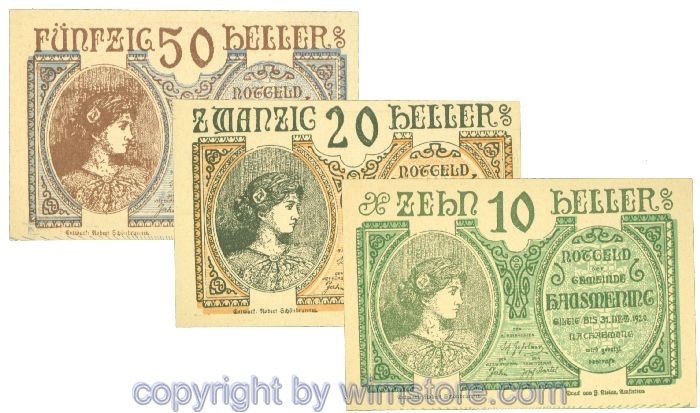 Hausmening, J00358Ie, Serie 10, 20, 50 Heller; 1