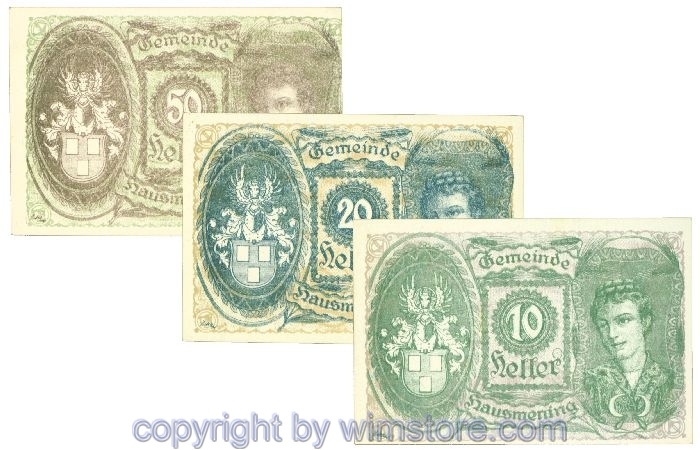 Hausmening, J00358II, Serie 10, 20, 50 Heller; 1