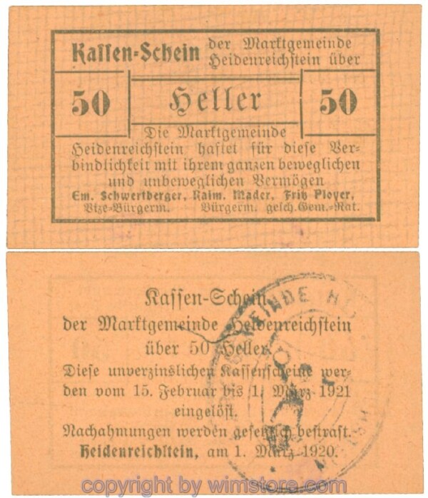 Heidenreichstein, J00360Ib13, 50 Heller; 1-