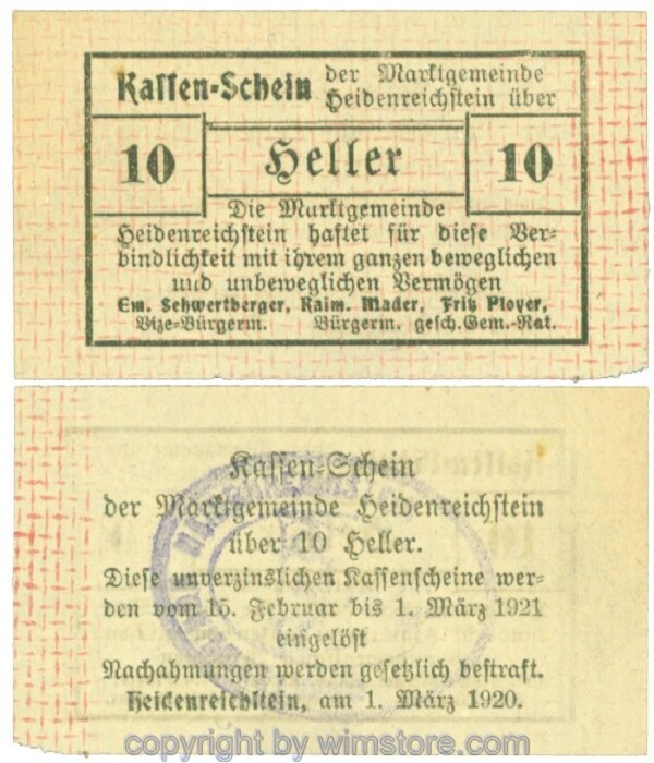 Heidenreichstein, J00360Ib18, 10 Heller; 1-