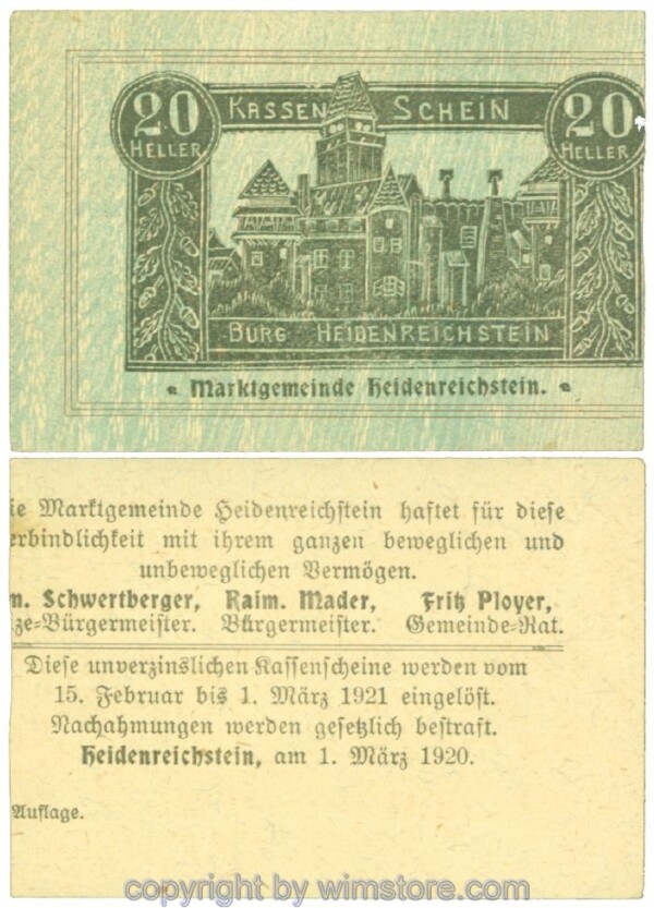 Heidenreichstein, J00360IIax, 20 Heller; 1