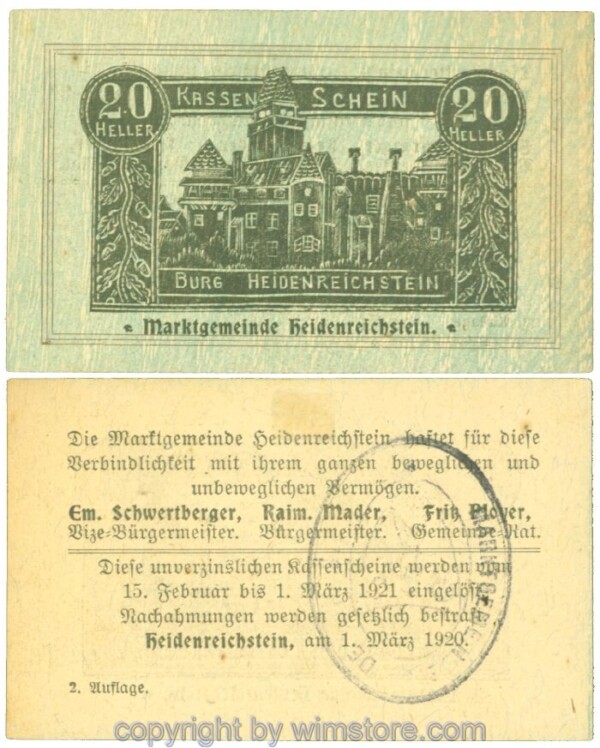 Heidenreichstein, J00360IIax, 20 Heller; 1