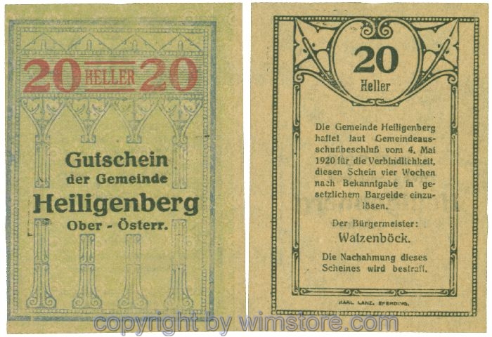 Heiligenberg, J00361Ia, 20 Heller; 1-