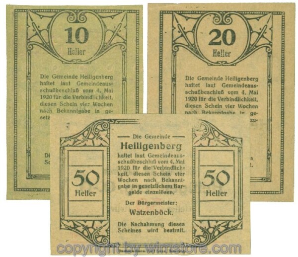 Heiligenberg, J00361Ia, Serie 10, 20, 50 Heller; 1