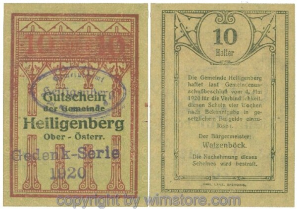 Heiligenberg, J00361Ib, 10 Heller; 1